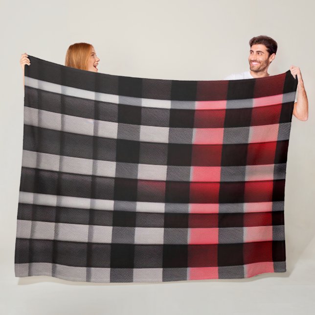 Couverture Polaire Rouge Noir Abstrait Plaid Collection moderne (En situation)