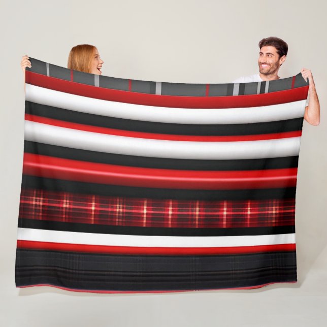 Couverture Polaire Rouge Noir Abstrait Plaid Collection tendance (En situation)