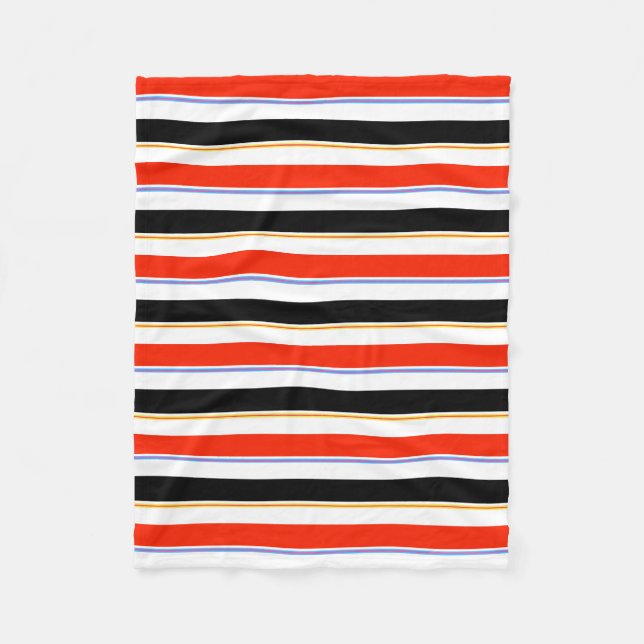 Couverture Polaire Rouge Noir Blanc Grilles Lignes Design Motif (Devant)