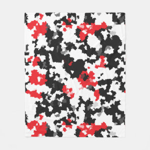 Couverture Polaire Rouge noir blanc irrégulier Design abstrait