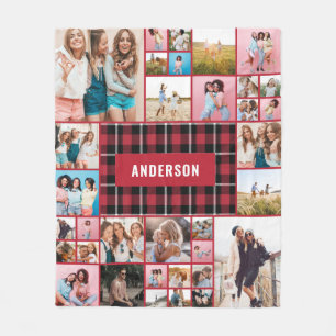 Couverture Polaire Rouge noir plaid moderne minimaliste pampas 34 pho