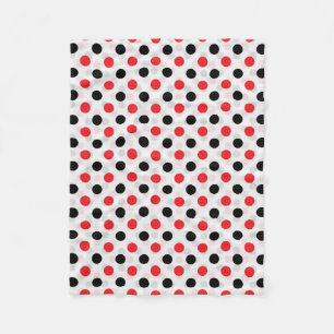 Couverture Polaire Rouge noir Pois Textile Motif Design