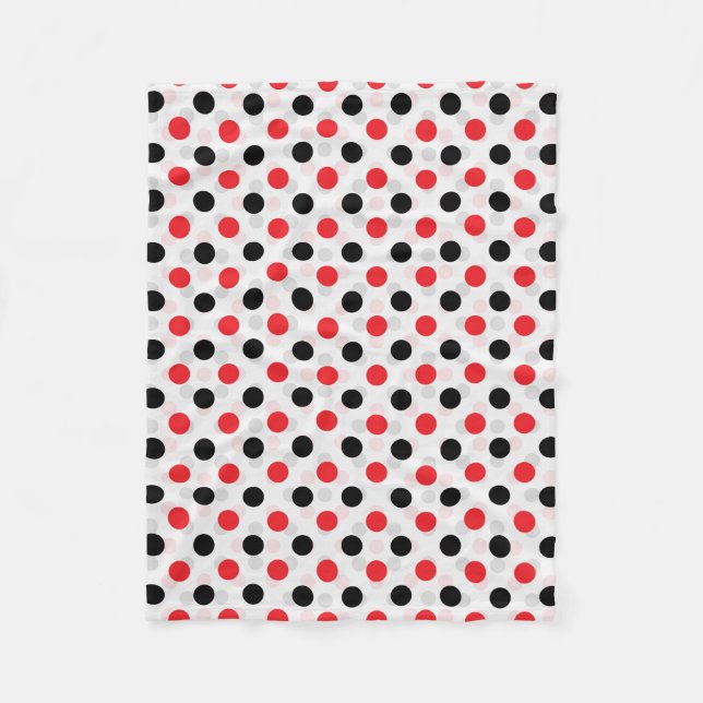 Couverture Polaire Rouge noir Pois Textile Motif Design (Devant)