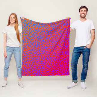 Couverture Polaire Rouge Orange Violet Imprimé Grand Léopard