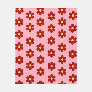 Couverture Polaire Rouge rose Tropical Floral Botanique Printemps été