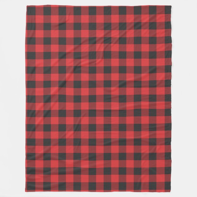 Couverture Polaire Rouge rustique Noir Farmhouse Plaid (Devant)