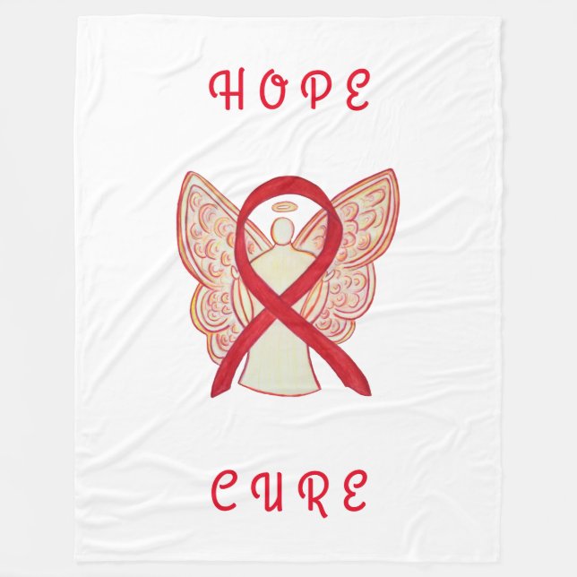 Couverture Polaire Rouge Sensibilisation Ruban Cancer Angel Fleece Bl (Devant)