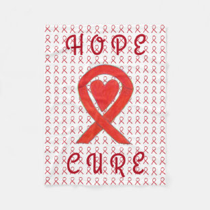 Couverture Polaire Rouge Sensibilisation Ruban Sang Cancer Volet Blan