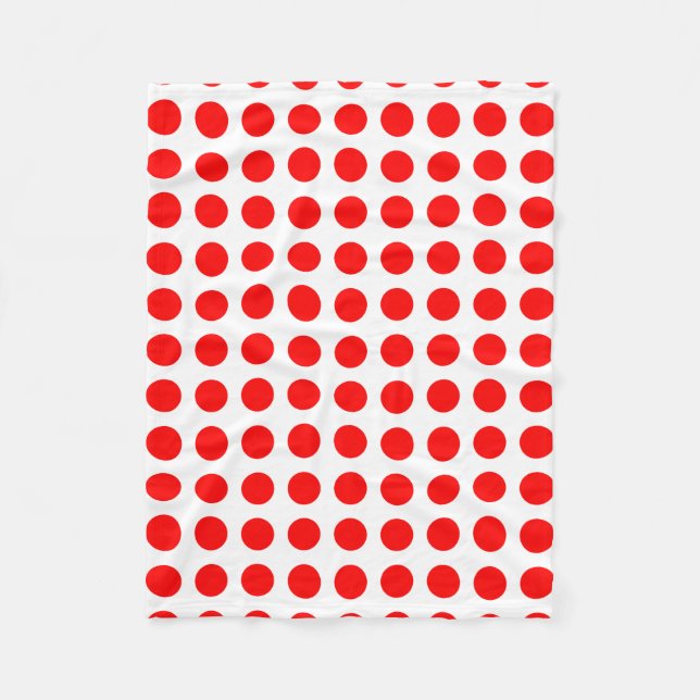 Couverture Polaire Rouge sur blanc Grande taille Pois horizontaux (Devant)