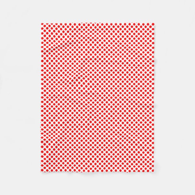 Couverture Polaire Rouge sur blanc Pois de petite taille (Devant)