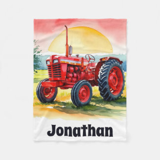 Couverture Polaire Rouge Tractor Farm Boy Blanket Personnalisé