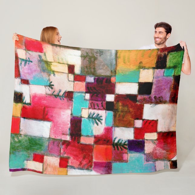 Couverture Polaire Rouge Vert et Violet, Paul Klee (En situation)