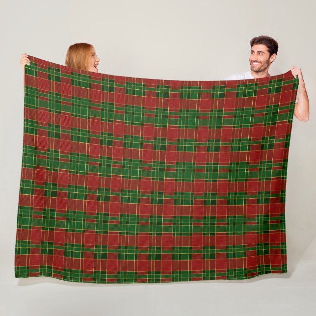 Couverture Polaire Rouge vert or Plaid (En situation)