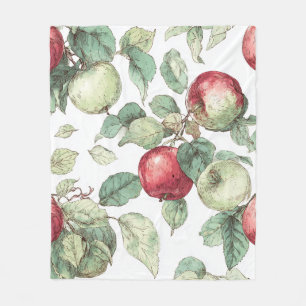 Couverture Polaire Rouge vert pomme Motif Aquarelle Russe
