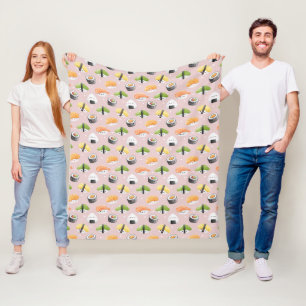 Couverture Polaire rouleaux de sushi kawaii, motif sushi