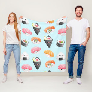 Couverture Polaire rouleaux de sushi kawaii, motif sushi