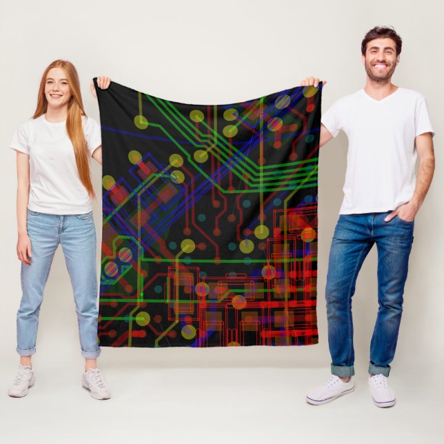 Couverture Polaire Routing Process Red Green Abstrait Modern Geeky (En situation)
