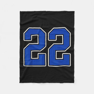 Couverture Polaire Royal Bleu Blanc Numéro 22 Joueur Jersey Uniforme 