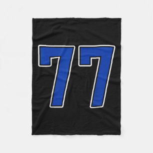 Couverture Polaire Royal Bleu Blanc Numéro 77 Joueur Jersey Uniforme
