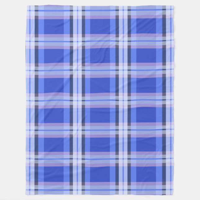 Couverture Polaire Royal Blue Plaid Motif sans joint (Devant)