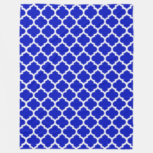 Couverture Polaire Royal Blue White Marocain Quatrefoil Motif #5