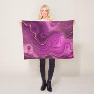 Couverture Polaire Royal Purple Et Gold Agate Abstrait