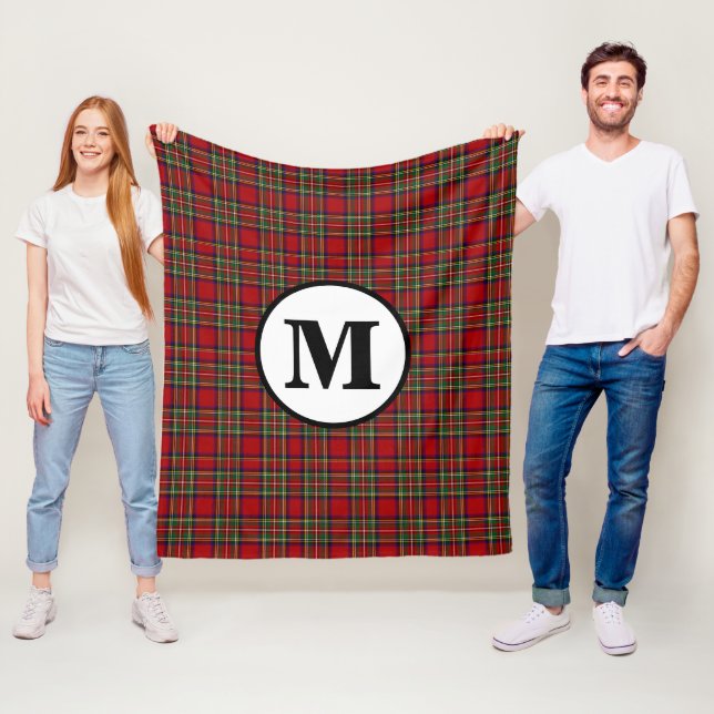 Couverture Polaire Royal Stewart Tartan Plaid Scottish Clan Monogram (En situation)