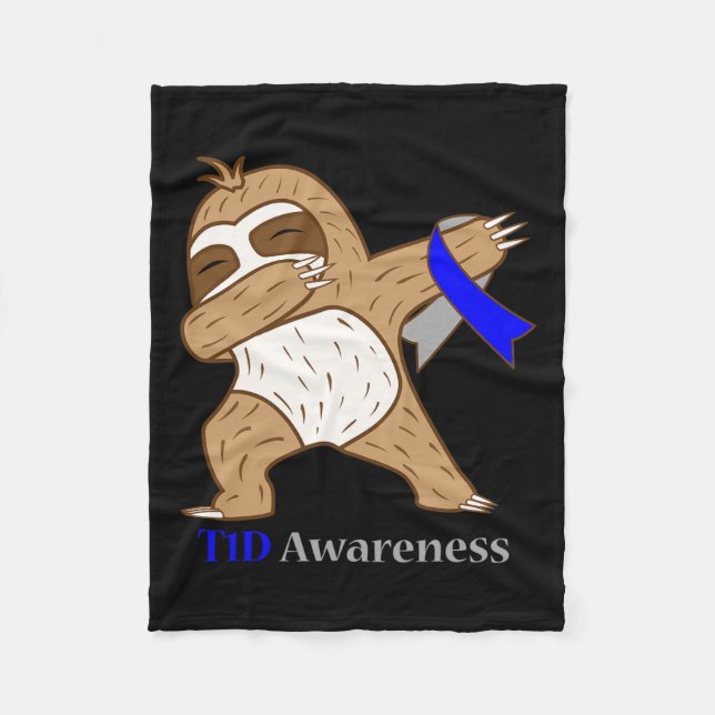 Couverture Polaire Ruban de sensibilisation au diabète T1d Sloth Dabb (Devant)