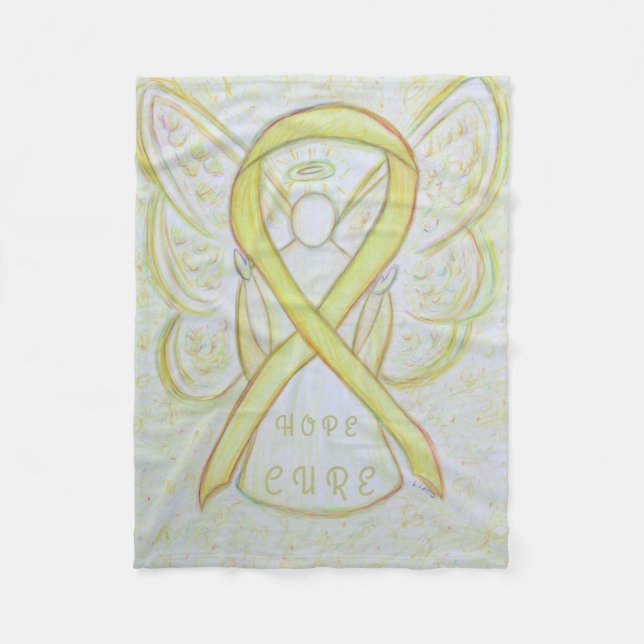 Couverture Polaire Ruban de sensibilisation jaune Ange Bone Cancer Bl (Devant)