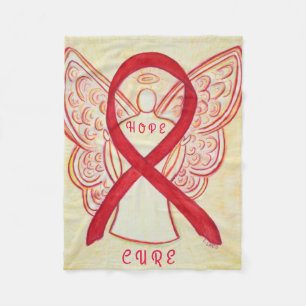 Couverture Polaire Ruban de sensibilisation rouge Ange Sang Cancer Co