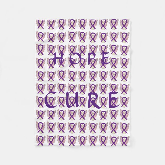 Couverture Polaire Ruban de sensibilisation violet espoir de guérison (Devant)