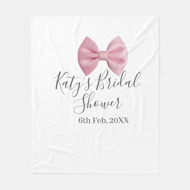 Couverture Polaire ruban rose pastel élégant mariage nom date (Devant)