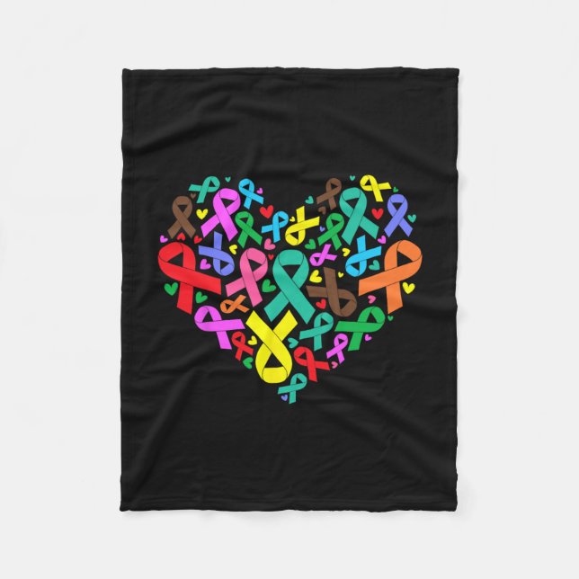 Couverture Polaire Rubans de sensibilisation Soutien cardiaque (Devant)