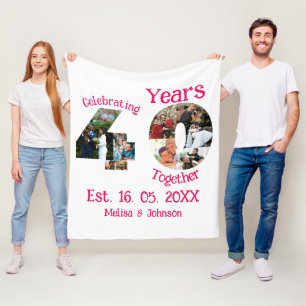 Couverture Polaire Ruby Red 40th Mariage Anniversary 11 Photo Collage
