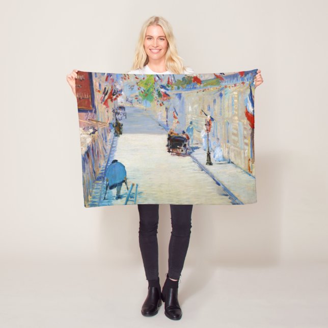 Couverture Polaire Rue aux drapeaux français, Manet (En situation)