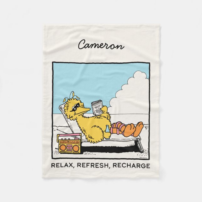 Couverture Polaire Rue Sésame | Big Bird Relax | Ajouter Votre Nom (Devant)