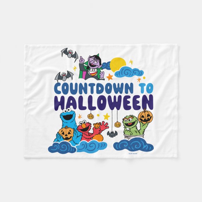 Couverture Polaire Rue Sésame | Compte à rebours pour Halloween (Devant (Horizontal))