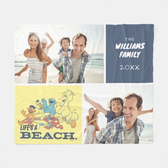Couverture Polaire Rue Sésame | La vie est une plage | Personnaliser (Devant (Horizontal))