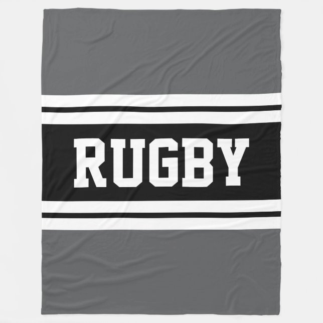 Couverture Polaire RUGBY Athletic Grey Black White Racing Stripes (Devant)