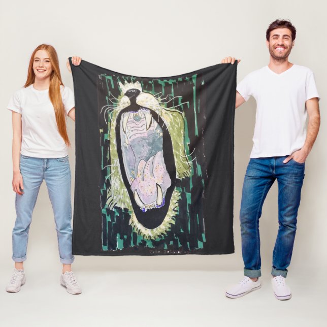 Couverture Polaire Rugissement du lion (En situation)