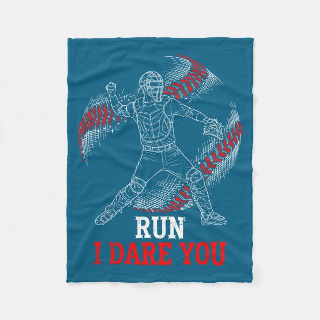 Couverture Polaire Run I Dare You Funny Baseball Catcher Graphic Play (Devant)