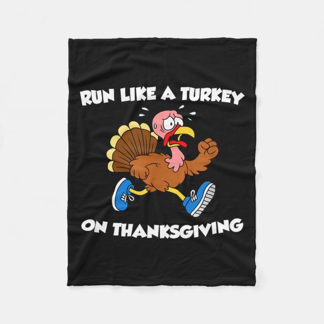 Couverture Polaire Run Like A Turkey On Thanksgiving Funny Trot  (Devant)