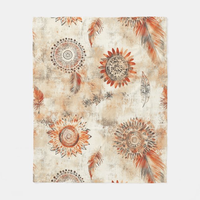 Couverture Polaire Russe Boho Mandala Art (Devant)