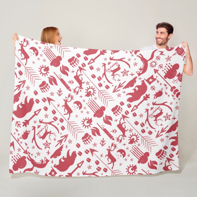 Couverture Polaire Russe Chouette rouge ours Renard Motif forestier (En situation)