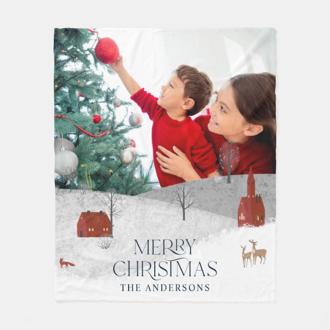 Couverture Polaire Russe traditionnel 1 photo hiver Joyeux Noël (Devant)