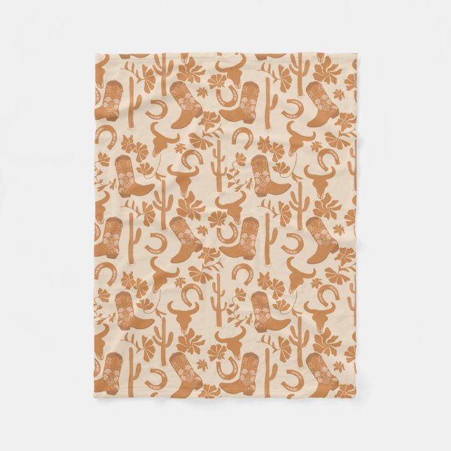 Couverture Polaire Russe Western Earth Tone Country Cowboy Bottes (Devant)