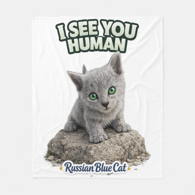 Couverture Polaire Russian Blue Cat Fleece Blanket (Devant)