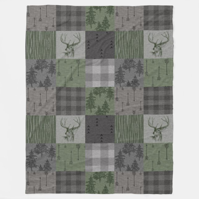 Couverture Polaire Rustic Buck - vert et gris (Devant)