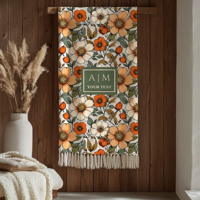 Couverture Polaire Rustic Copper Sage Olive Fall Floral Aesthetic  (Rustic Copper Sage Olive Fall Floral Aesthetic Blanket)