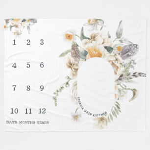 Couverture Polaire Rustic Country Floral Baby Milestone Blanket